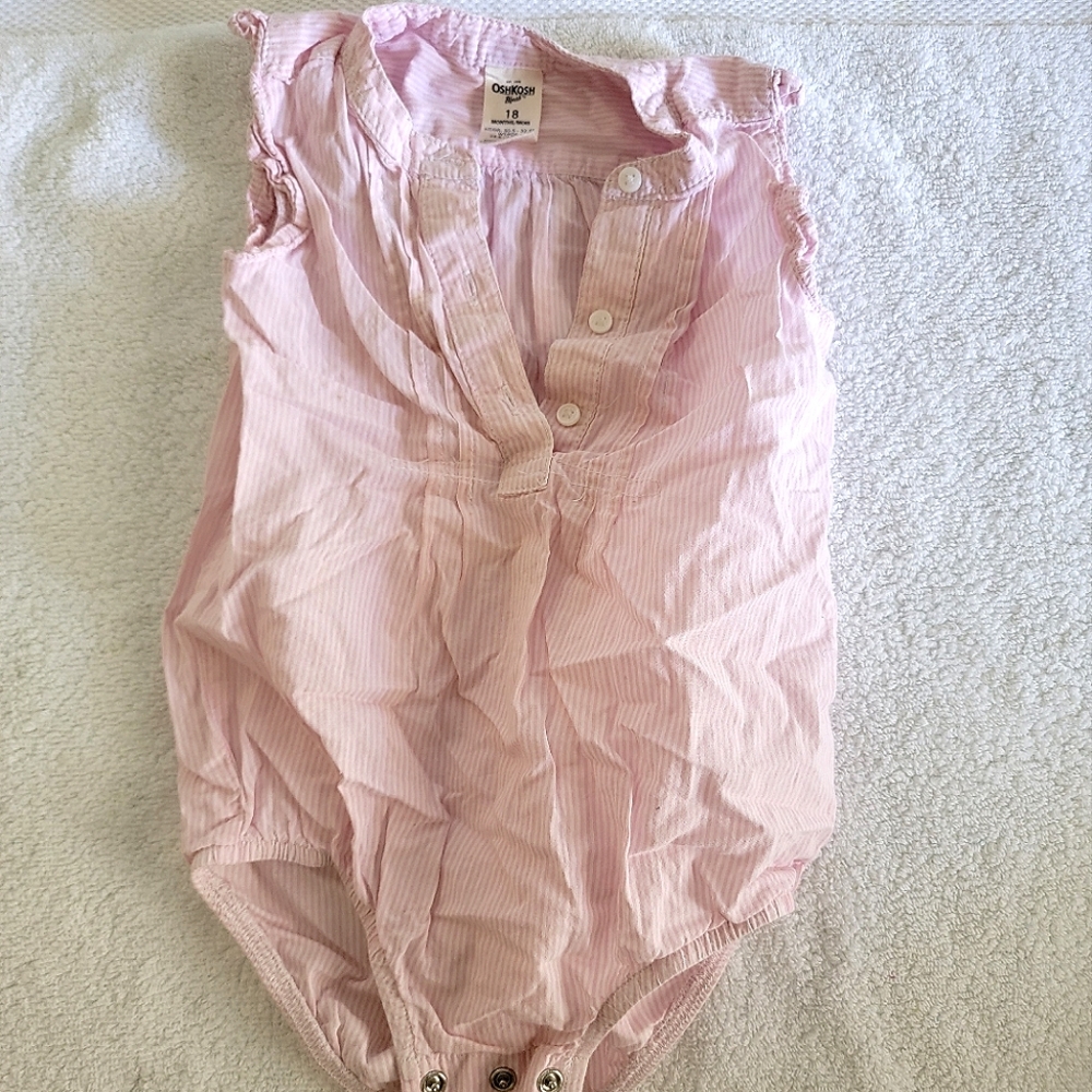 18 month Osh Kosh Pink Striped Tank Onesie